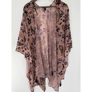 Forever 21 Open Front Burnout Velvet Cover Up Cardigan Poncho Whimsigoth Fairy L